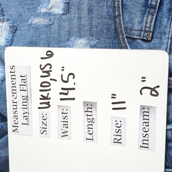 Nasty Gal Rip Em Off Distressed Denim Shorts in Mid Blue Wash - Picture 5 of 5